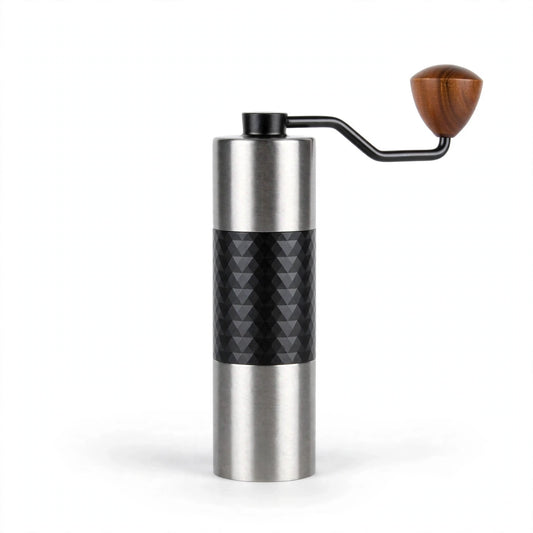Manual burr coffee grinder studio shot