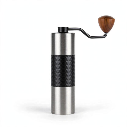 Manual burr coffee grinder studio shot
